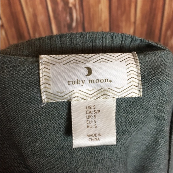 Ruby Moon Boho Cropped Tie Wrap V-neck Crop Top Green/Gray Size Small Wool Blend - Picture 8 of 14